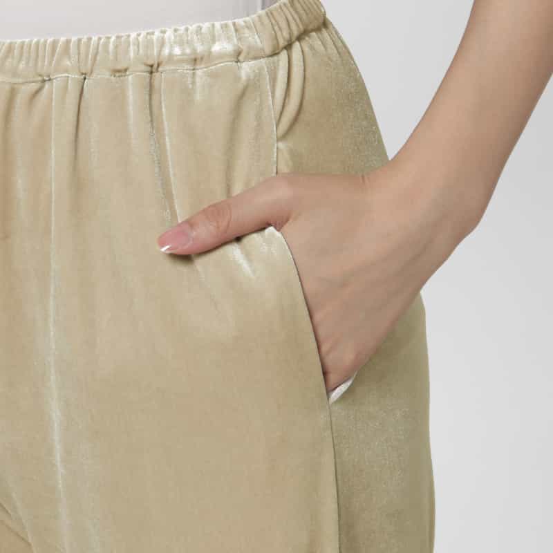BARNEYS NEW YORK セットアップ ウォッシャブル ベロア素材 ワイドパンツ BEIGE