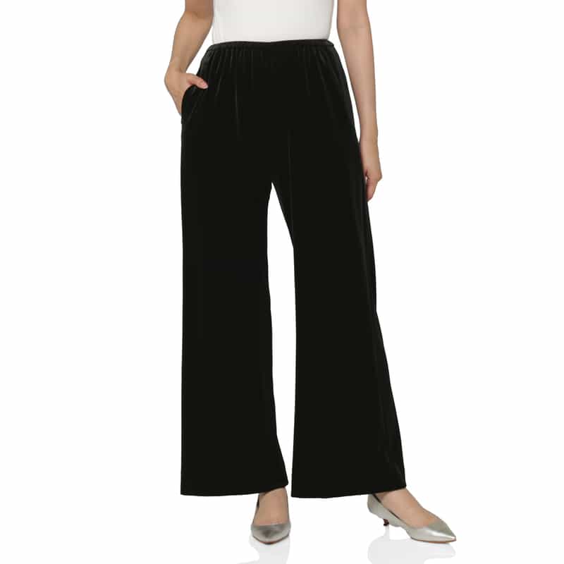BARNEYS NEW YORK セットアップ ウォッシャブル ベロア素材 ワイドパンツ BLACK