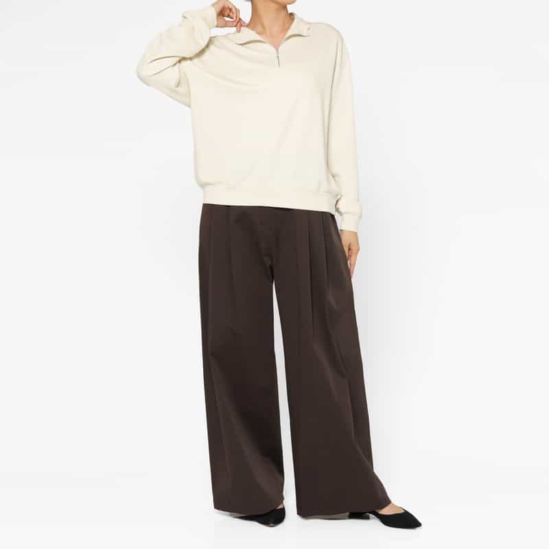 AMOMENTO AMOMENTO ＜アモーメント＞ 2タックワイドパンツ BROWN