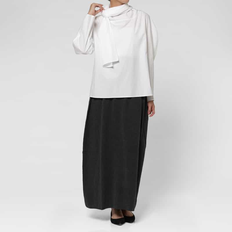 AMOMENTO AMOMENTO ＜アモーメント＞ コットン素材ノットデザインブラウス WHITE