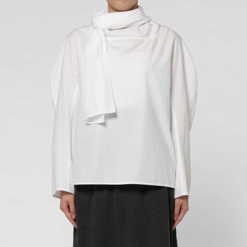 AMOMENTO AMOMENTO ＜アモーメント＞ コットン素材ノットデザインブラウス WHITE