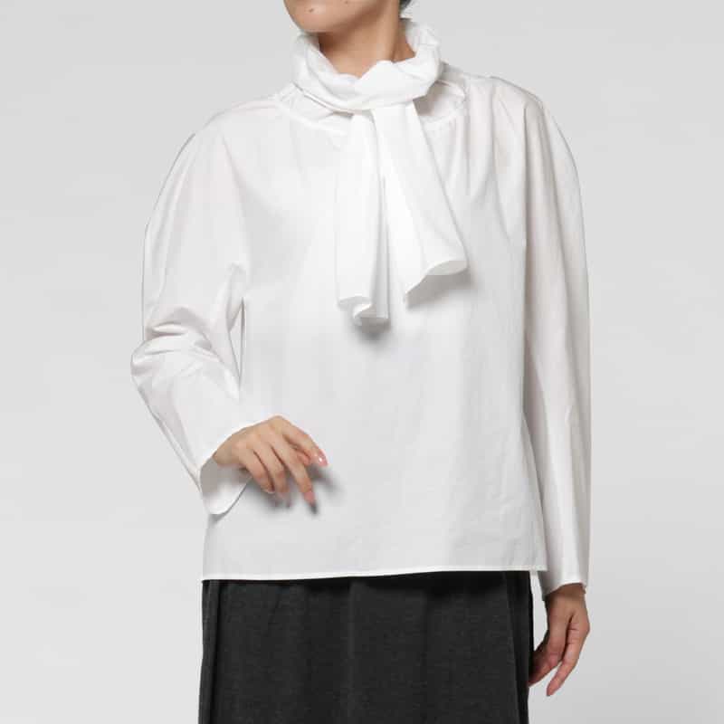 AMOMENTO AMOMENTO ＜アモーメント＞ コットン素材ノットデザインブラウス WHITE