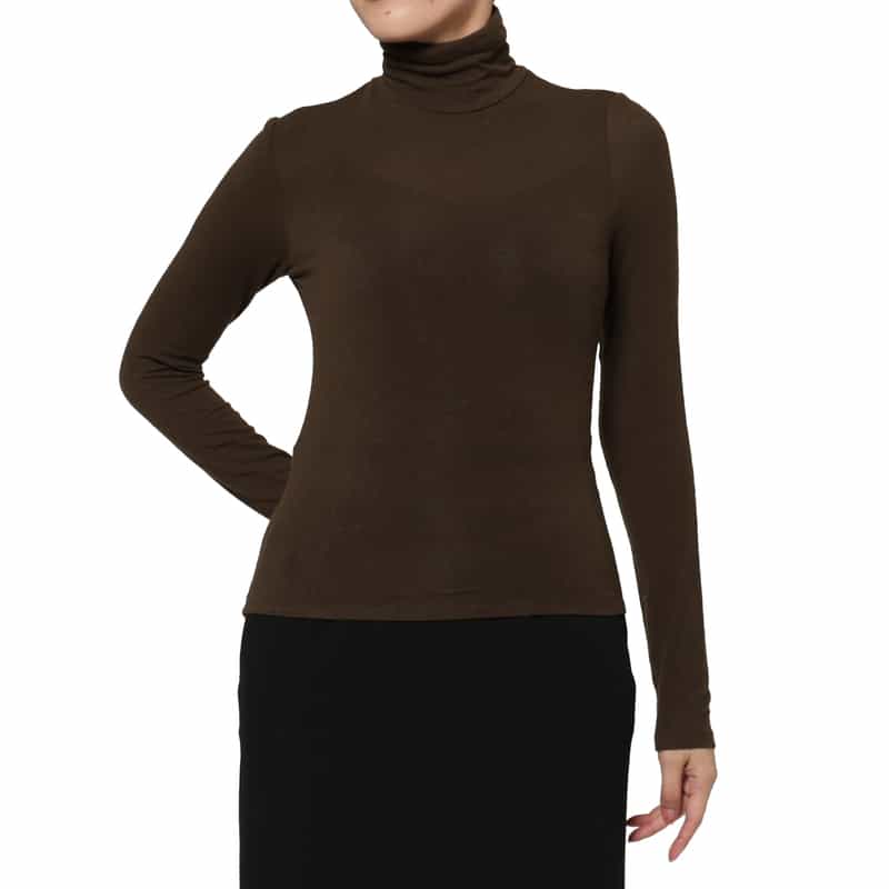AMOMENTO AMOMENTO ＜アモーメント＞ シアー素材タートルネックカットソー BROWN