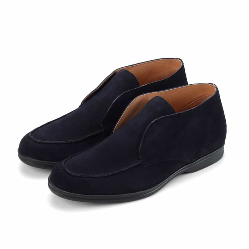 BARNEYS NEW YORK スエード素材ミッドカットスリッポン NAVY