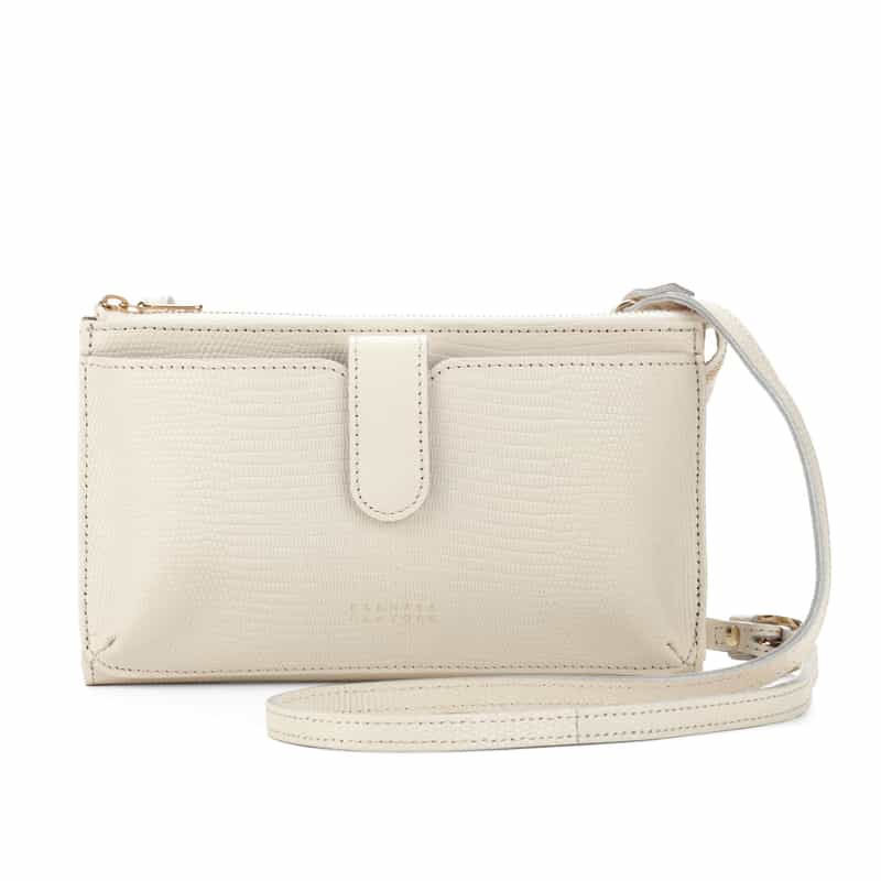 BARNEYS NEW YORK リザード型押しレザー フォーンバッグ OFF WHITE