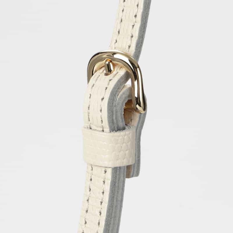 BARNEYS NEW YORK リザード型押しレザー フォーンバッグ OFF WHITE