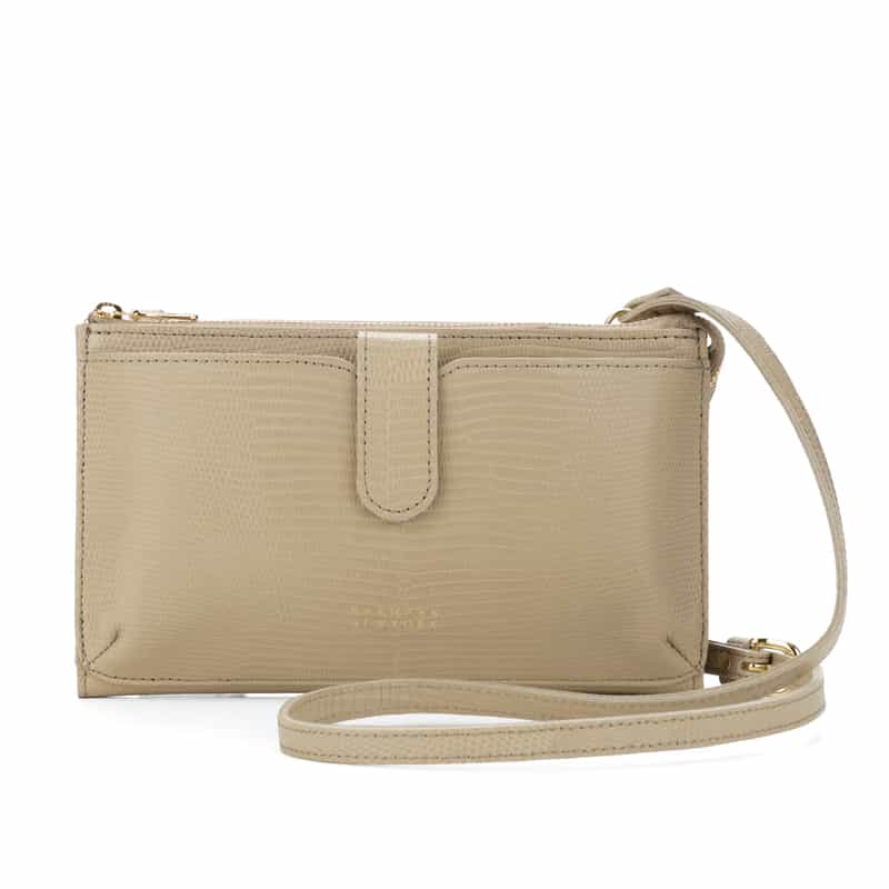 BARNEYS NEW YORK リザード型押しレザー フォーンバッグ BEIGE