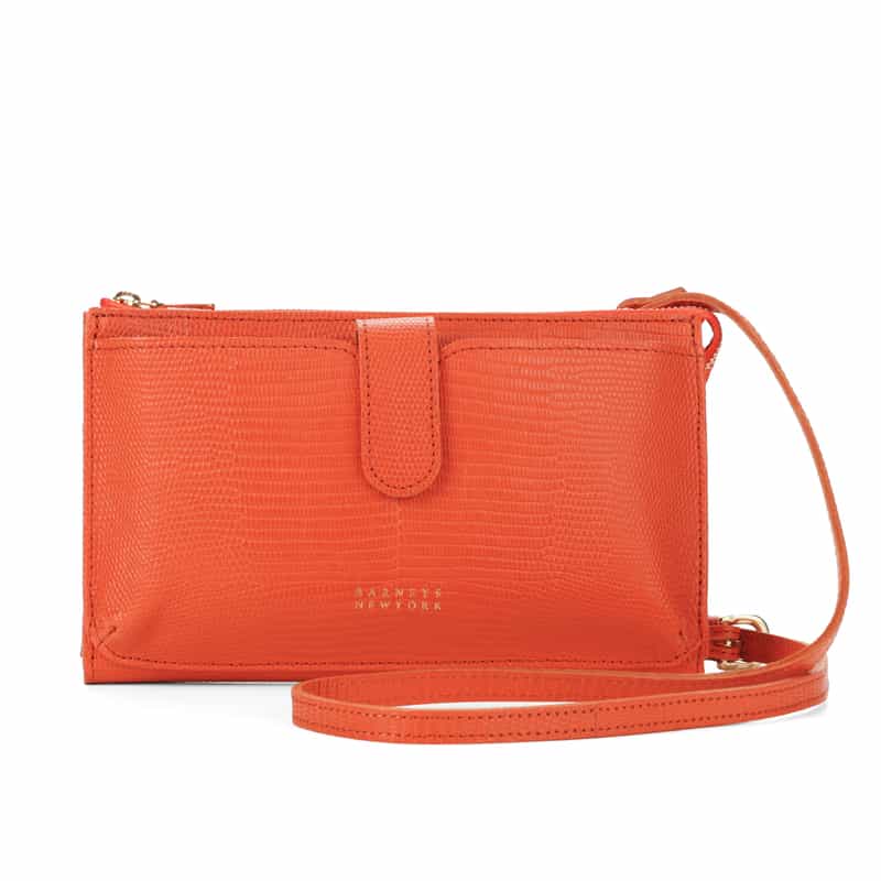 BARNEYS NEW YORK リザード型押しレザー フォーンバッグ ORANGE