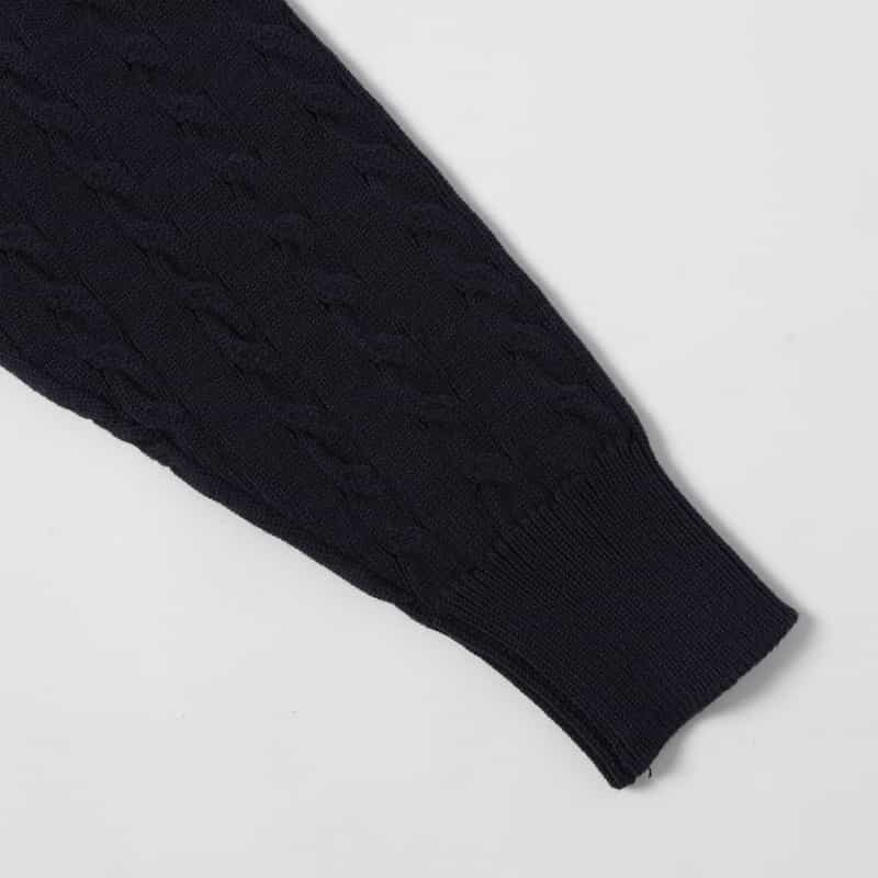 BARNEYS NEW YORK ケーブルニットスリーブジップアップブルゾン NAVY