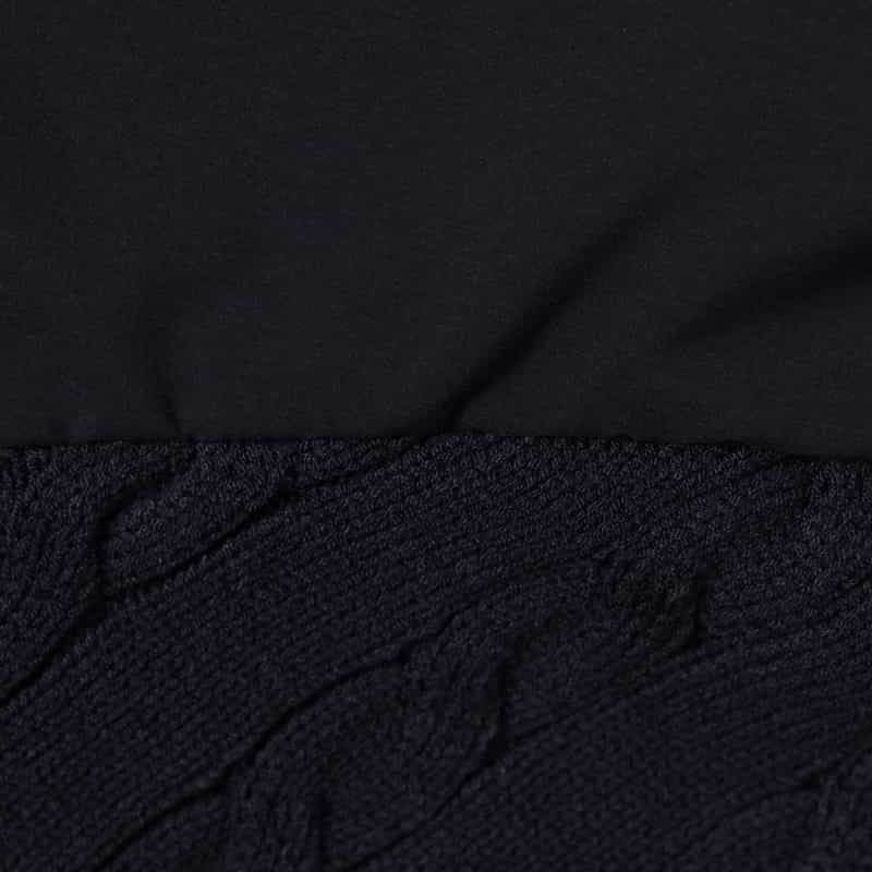 BARNEYS NEW YORK ケーブルニットスリーブジップアップブルゾン NAVY