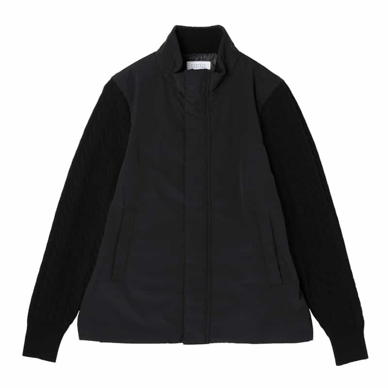 BARNEYS NEW YORK ケーブルニットスリーブジップアップブルゾン BLACK