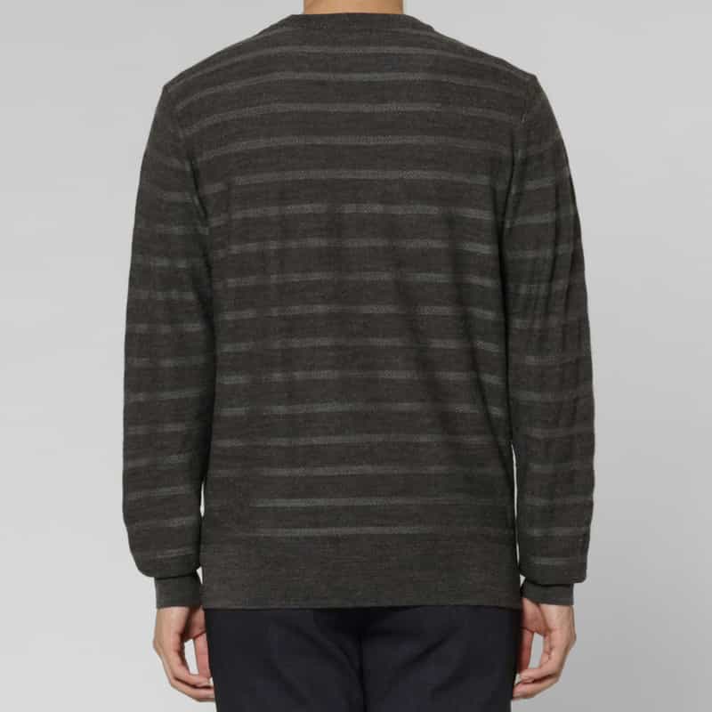 BARNEYS NEW YORK ボーダー柄クルーネックニットプルオーバー GRAY