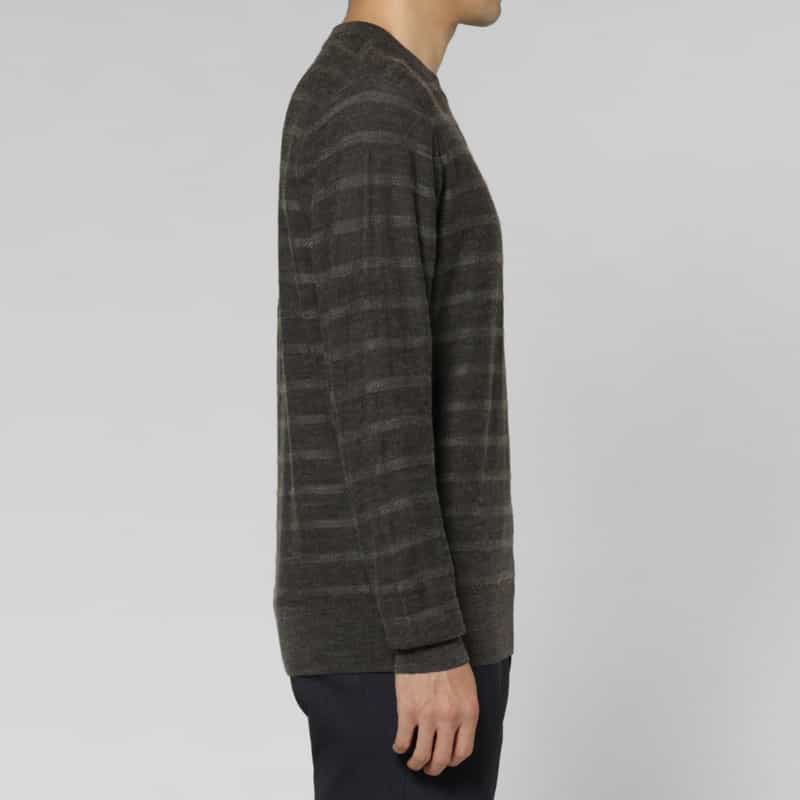 BARNEYS NEW YORK ボーダー柄クルーネックニットプルオーバー GRAY