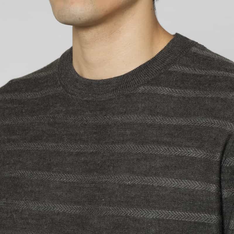 BARNEYS NEW YORK ボーダー柄クルーネックニットプルオーバー GRAY