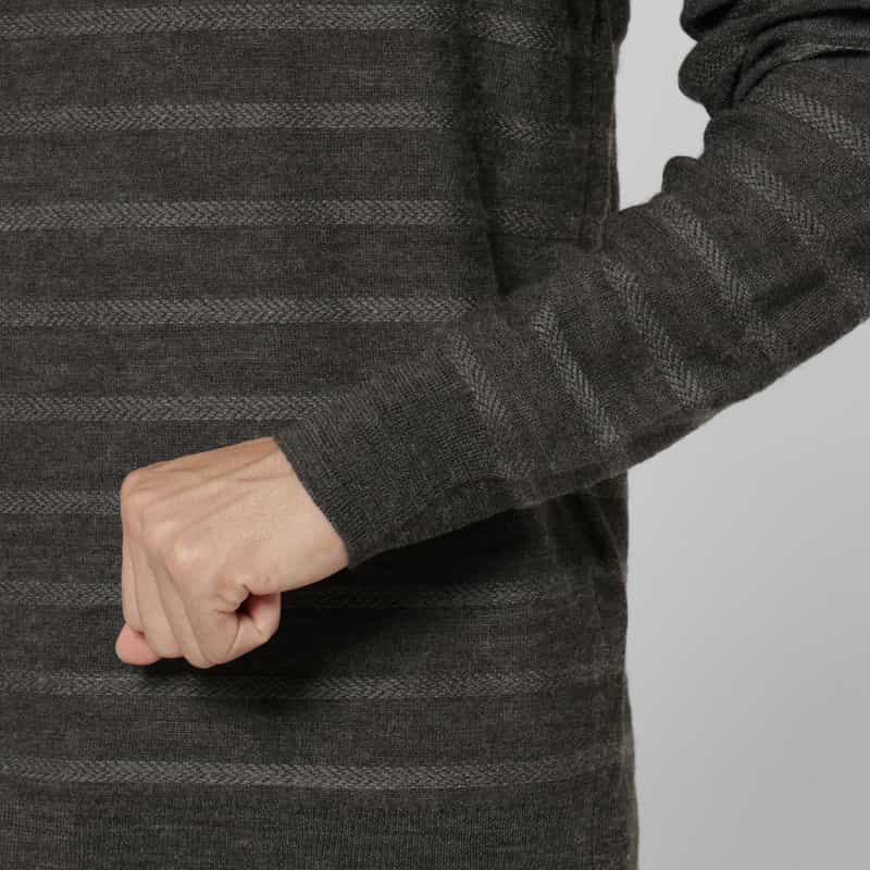BARNEYS NEW YORK ボーダー柄クルーネックニットプルオーバー GRAY