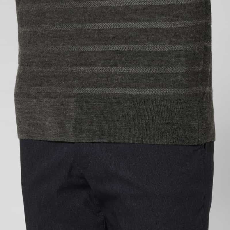 BARNEYS NEW YORK ボーダー柄クルーネックニットプルオーバー GRAY