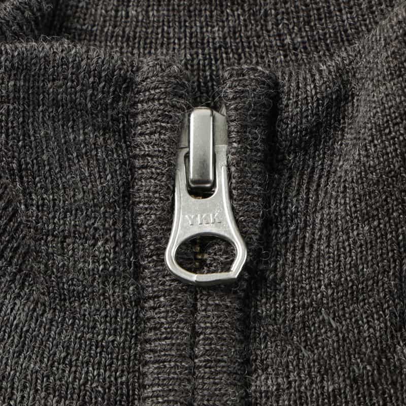BARNEYS NEW YORK ボーダー柄ジップアップニットカーディガン GRAY
