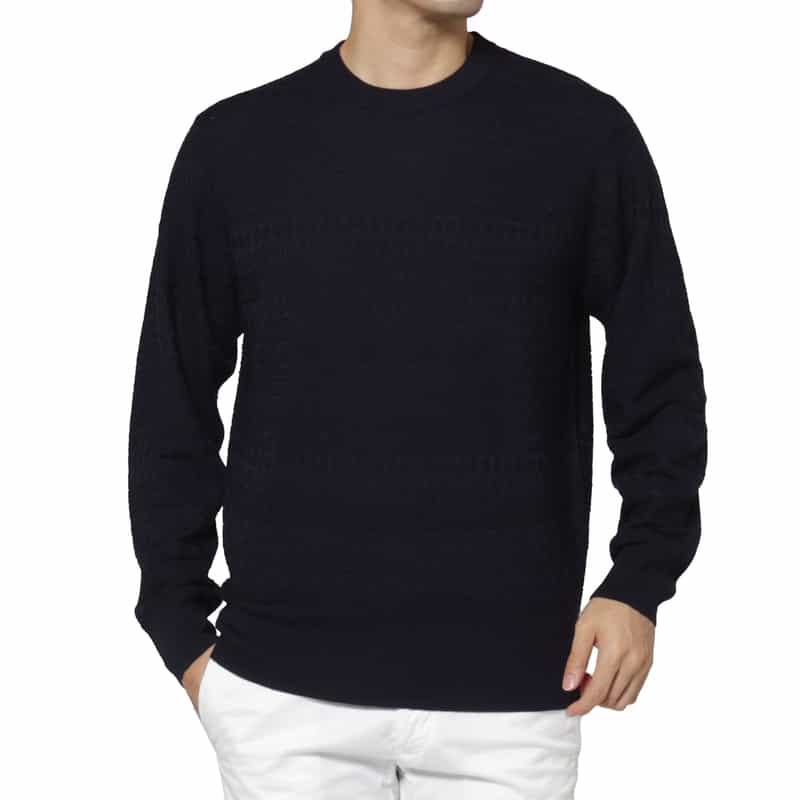 BARNEYS NEW YORK フェアアイル柄ニットプルオーバー BLACK