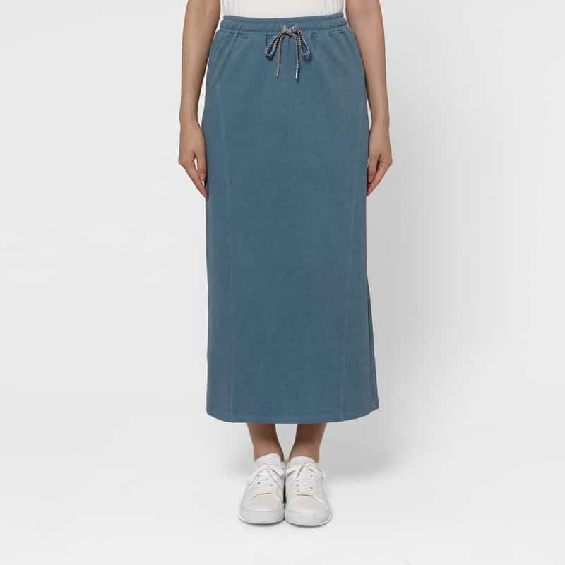 BARNEYS NEW YORK ウォッシャブル コーデュロイ素材ドローストリングスカート BLUE