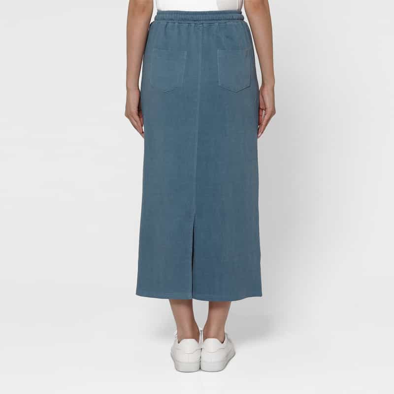 BARNEYS NEW YORK ウォッシャブル コーデュロイ素材ドローストリングスカート BLUE