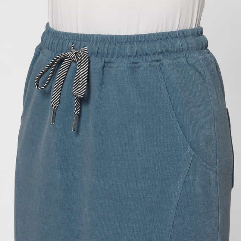 BARNEYS NEW YORK ウォッシャブル コーデュロイ素材ドローストリングスカート BLUE