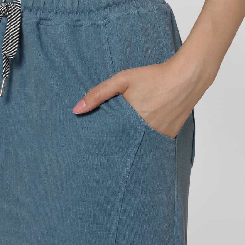 BARNEYS NEW YORK ウォッシャブル コーデュロイ素材ドローストリングスカート BLUE