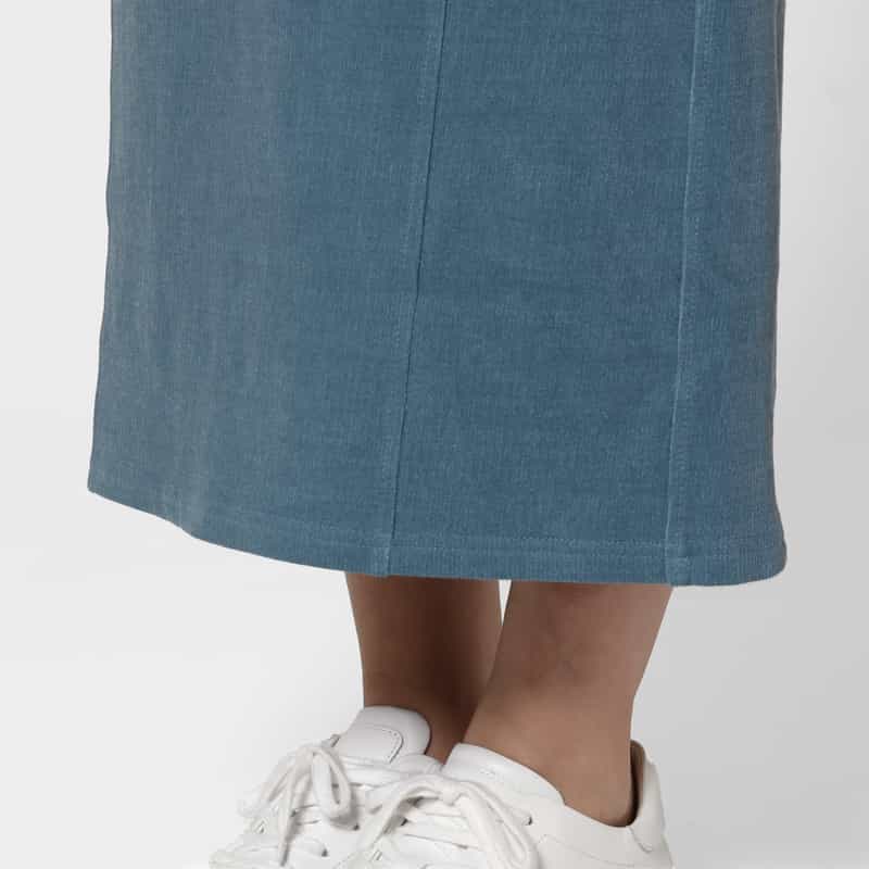 BARNEYS NEW YORK ウォッシャブル コーデュロイ素材ドローストリングスカート BLUE