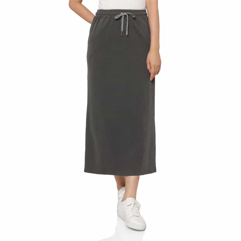 BARNEYS NEW YORK ウォッシャブル コーデュロイ素材ドローストリングスカート DARK GRAY