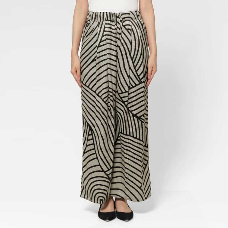 BARNEYS NEW YORK ウォッシャブル グラフィックプリント イージーワイドパンツ BEIGE
