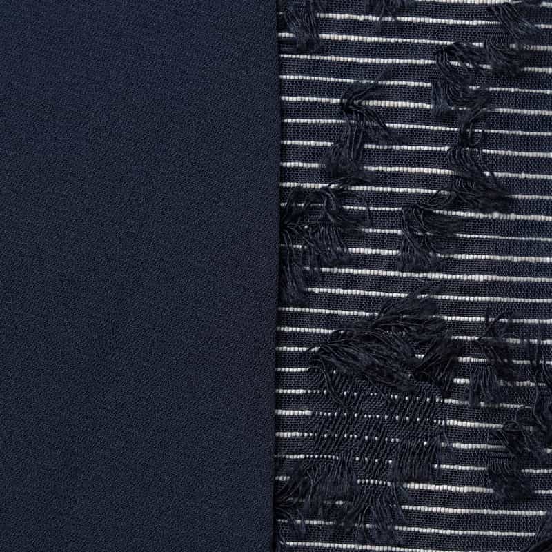 BARNEYS NEW YORK ウォッシャブル ランダムチュール素材パネル切替ロングフレアスカート NAVY