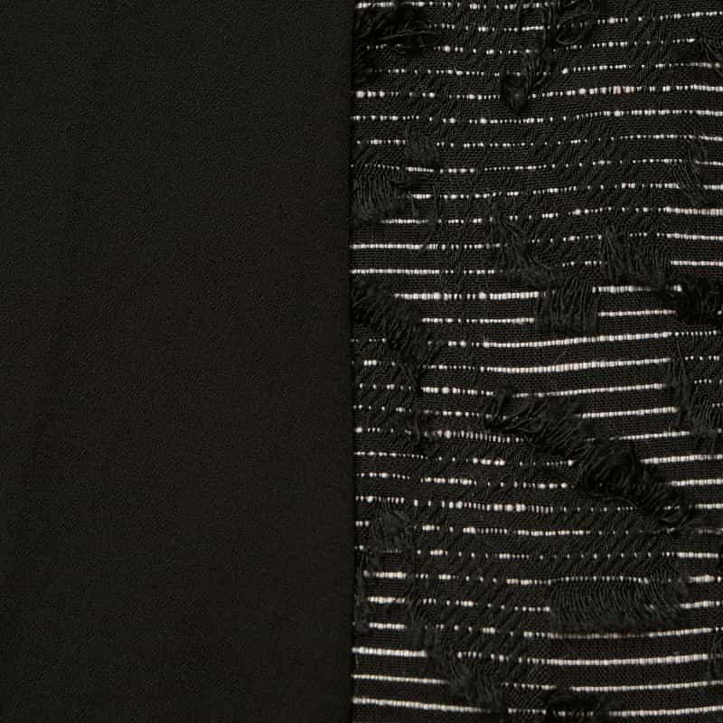 BARNEYS NEW YORK ウォッシャブル ランダムチュール素材パネル切替ロングフレアスカート BLACK