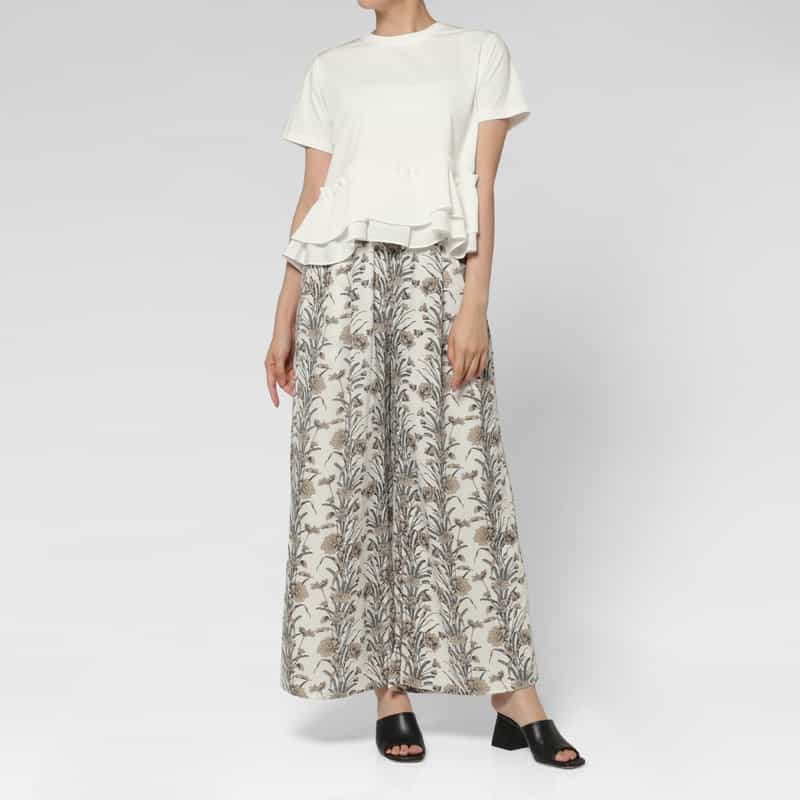 BARNEYS NEW YORK ウォッシャブル プリーツドッキングカットソー WHITE