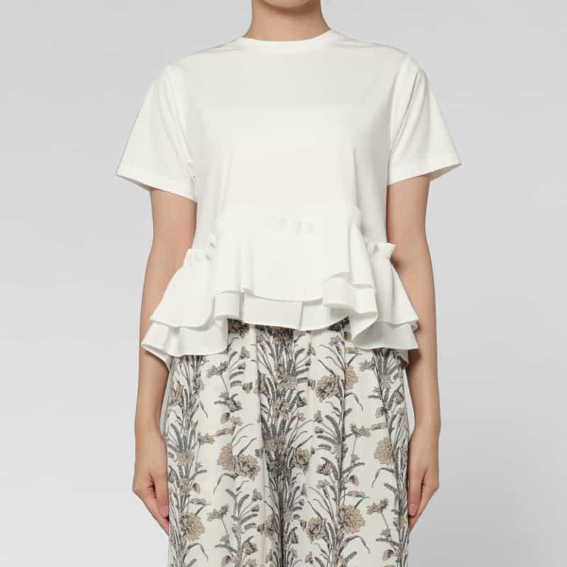 BARNEYS NEW YORK ウォッシャブル プリーツドッキングカットソー WHITE