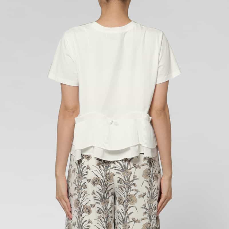 BARNEYS NEW YORK ウォッシャブル プリーツドッキングカットソー WHITE