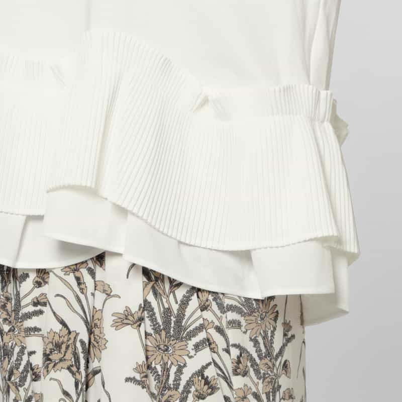 BARNEYS NEW YORK ウォッシャブル プリーツドッキングカットソー WHITE