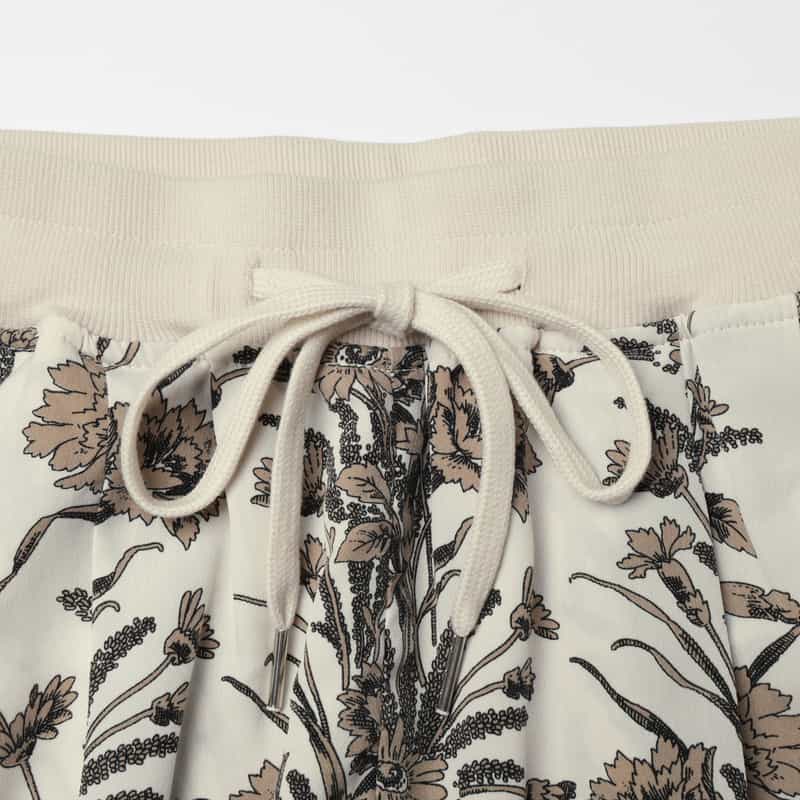 BARNEYS NEW YORK ウォッシャブル ボタニカル柄ワイドパンツ OFF WHITE