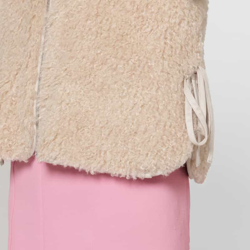BARNEYS NEW YORK エコファー Wジップアップショートベスト BEIGE