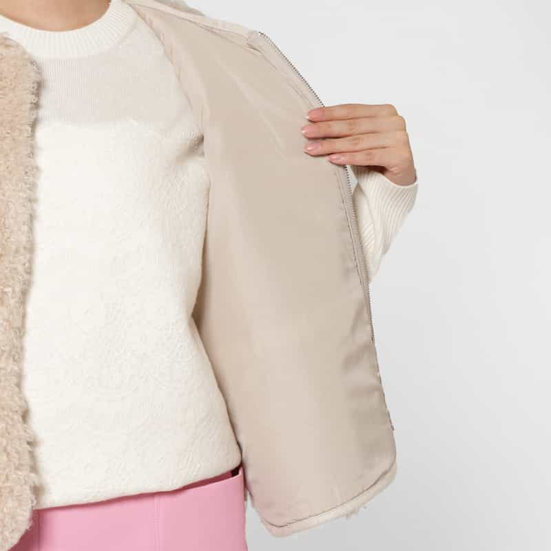 BARNEYS NEW YORK エコファー Wジップアップショートベスト BEIGE