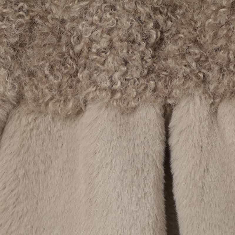 BARNEYS NEW YORK エコファーWヘムデザイン 2WAYショートベスト LIGHT BROWN