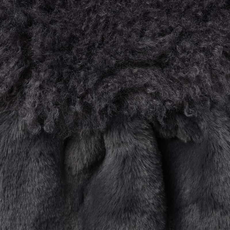 BARNEYS NEW YORK エコファーWヘムデザイン 2WAYショートベスト DARK GRAY