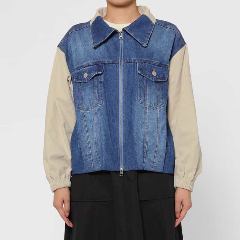 BARNEYS NEW YORK デニム×コーデュロイ  ドッキングブルゾン BEIGE