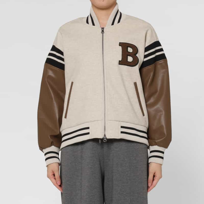 BARNEYS NEW YORK 異素材コンビネーション スタジアムジャンパー BEIGE
