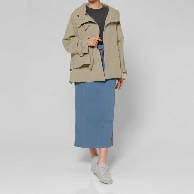 BARNEYS NEW YORK レイヤードデザイン スタンドカラー ショートコート BEIGE