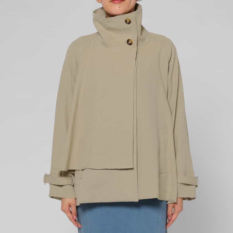 BARNEYS NEW YORK レイヤードデザイン スタンドカラー ショートコート BEIGE