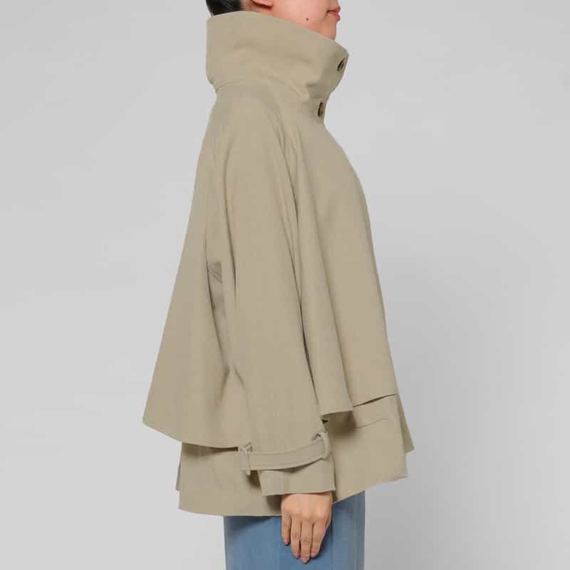 BARNEYS NEW YORK レイヤードデザイン スタンドカラー ショートコート BEIGE