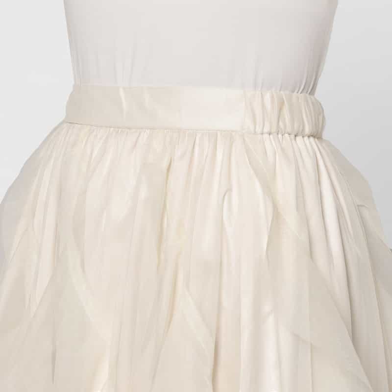 BARNEYS NEW YORK ウォッシャブル ランダムラッフル チュールスカート OFF WHITE