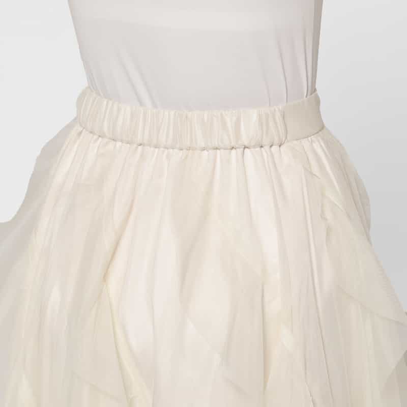 BARNEYS NEW YORK ウォッシャブル ランダムラッフル チュールスカート OFF WHITE