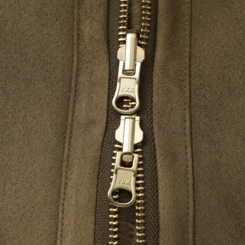 BARNEYS NEW YORK フェイクファー ジップアップショートブルゾン BROWN