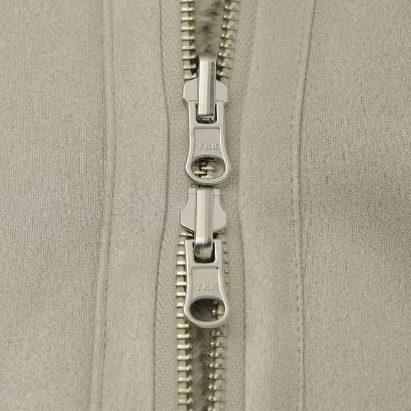 BARNEYS NEW YORK フェイクファー ジップアップショートブルゾン LIGHT GRAY