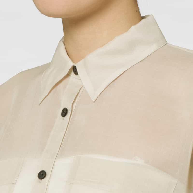 BARNEYS NEW YORK ウォッシャブル ソフトオーガンジー素材シアーシャツ BEIGE